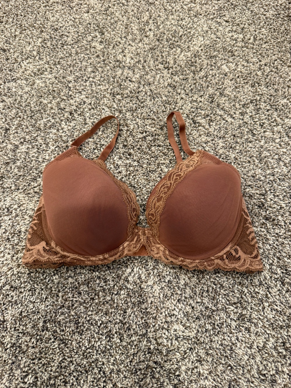 Natori Brown Lace-Trim Padded Bra 38C